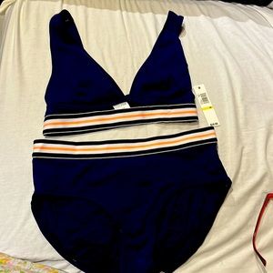 Tankini type bathing suit dark blue.